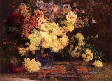  Steele Pintura Art%c3%adstica - Naturaleza muerta con peonías Flor impresionista Theodore Clement Steele